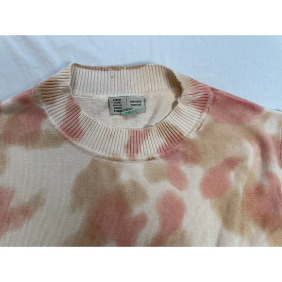 Saturday Sunday by Anthropologie Crewneck Sweater Pink Tan Size MEDIUM - Picture 5 of 11